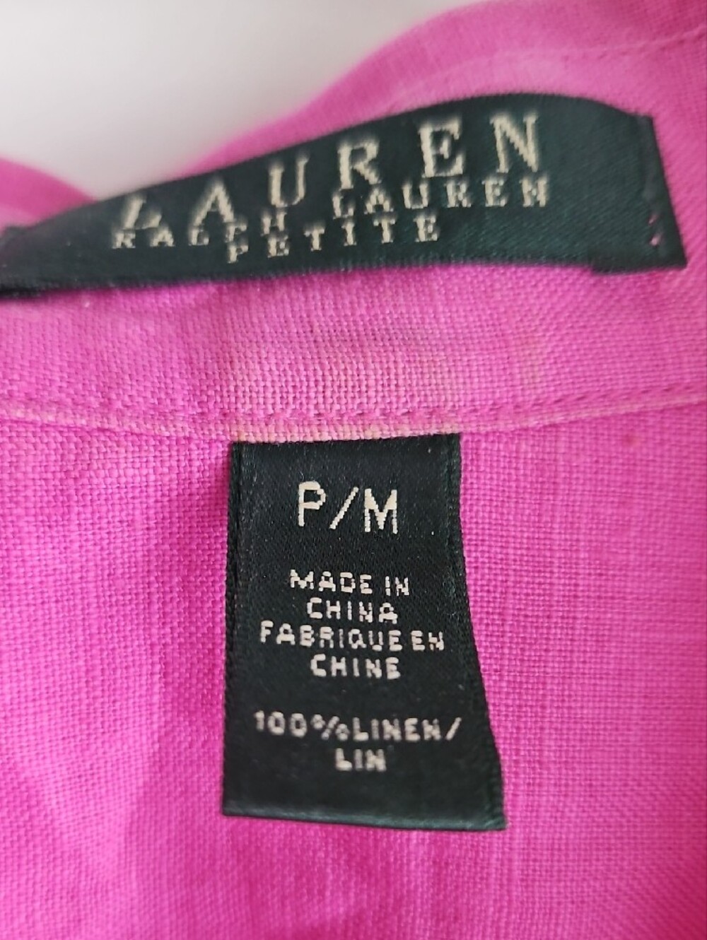 Lauren Ralph Lauren Hot Pink Linen Shirt - Picture 2 of 3